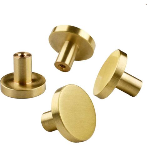 Stück Runde, Einlochige Türgriffe Aus Massivem Messing Mit Schrauben, Schranktürknöpfe, Möbelgriffe, Gold (20 Mm X 25 Mm) – Fei Yu
