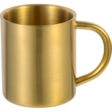 200 Ml Doppelwandiger Edelstahlbecher Mit Komfortablem Henkel, Metall-kaffeebecher, Teebecher Für Zuhause, Outdoor-camping (gold) Edelstahlbecher