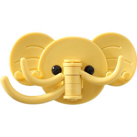 2 Große, Elefantenförmige, Drehbare Wandhaken, Selbstklebende, Tierförmige, Drehbare Wandhaken Für Handtuchhalter, Badezimmer, Küche, Garage (gelb)