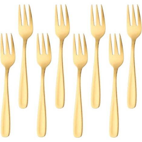 Kuchengabel Aus 18/10 Edelstahl, 3 Zinken, Elegante Und Langlebige Goldspiegelnde Oberfläche