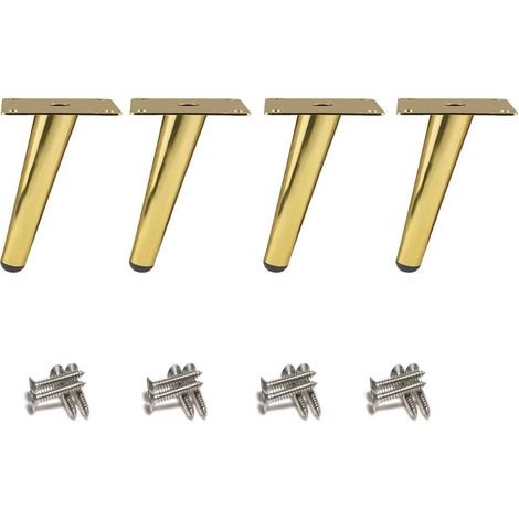 4 Stück Abgewinkelte Tischbeine, Metall-schrankbeine, Konische Möbelbeine, Edelstahl 201, Gold, 12 Cm Hoch, Geräuscharm, Rutschfeste Unterseite Für Sofas, Tische Und Andere Möbel