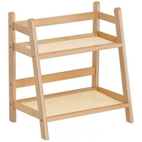 2-stöckiger Schreibtischorganizer Mit Holztrennwänden Und Gewürzregal