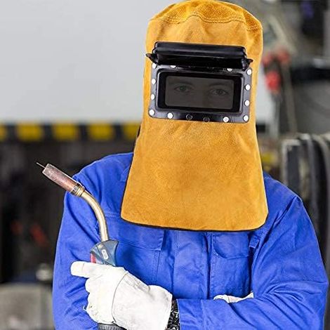 Groofoo Schweißermaske, Atmungsaktiver Schweißerhelm, Automatischer Leder-schweißerhelm Mit Automatischer Abdunklungsfilterlinse