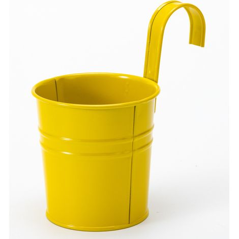2 Hängende Metallblumentöpfe, Pflanzgefäße Aus Eisen Mit Abflussloch, Ideal Für Die Gartendekoration (gelb)