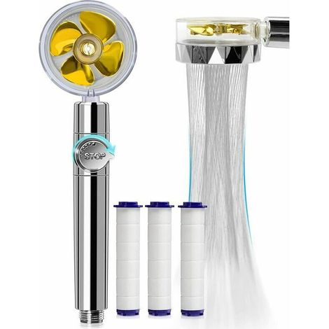 Tragbarer Propeller-duschkopf Mit Turbo-duschfilter Und Booster-duschfunktion (gelb)