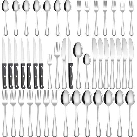 48-teiliges Edelstahl-besteckset Mit Steakmessern, Für Zuhause, Partys Und Restaurants —