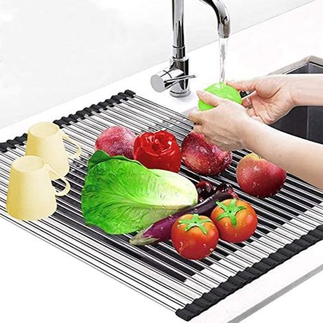 Aufrollbarer Geschirrtrockner Aus Edelstahl 304 – Maße 43 X 35 Cm – Temperaturbeständig Von -40 °c Bis 230 °c – Zusammenklappbar Für Einfache Aufbewahrung – 43 X 35 Cm – Sonnenlicht