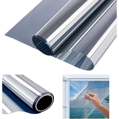 Tinor – Einweg-spiegelfolie Mit Uv-schutz – 50 % Wärmereduzierung – Acrylkleber – 40 × 200 Cm Für Büros Und Wohnzimmer