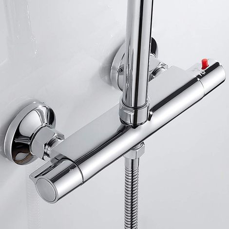 Tinor – Wandmontierte Thermostatische Duscharmatur – Messing-mischbatterie Mit Chromoberfläche – Verbrühungsschutz Bei 38 °c – 50 % Wasserersparnis