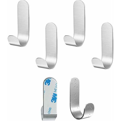 Selbstklebende Wandhaken, 4 Stück, Selbstklebende Haken, Selbstklebende Edelstahlhaken, Für Badezimmer