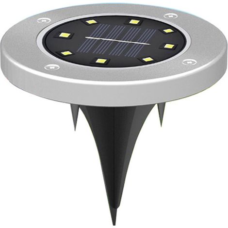 Solarbetriebene Bodenleuchte Mit 8 Leds, Edelstahl, Für Den Außenbereich, Neuland, Rasen, Hof, Garten, Regensicher, Villa, Straßenbeleuchtung