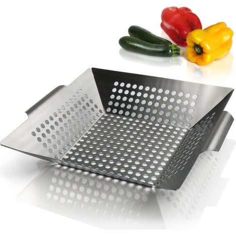 Gemüsekorb Aus Stahl Für Den Grill – Antihaft-kochkorb Mit 2 Ölpinseln – Grillkorb Für Gemüse, Fisch Und Fleisch – Geeignet Für Alle Grillarten