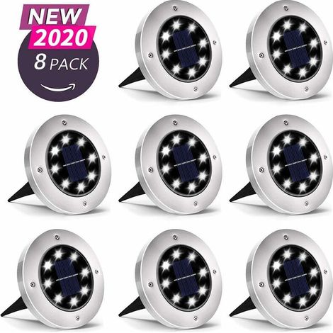 Solar-gartenleuchten, 8er-pack Led-spots, Ip65 Wasserdicht, Weiß