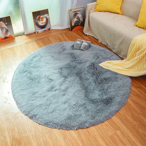 Runder, Flauschiger Teppich 120x120 Cm Aus Grauem Samt – Weich Mit Filzrückseite – Optimaler Komfort Für Wohn- Und Schlafzimmer