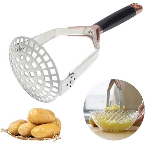 Tragbarer Kartoffelstampfer Aus Edelstahl Für Kartoffelpüree, Babynahrung, Obst, Gemüse, Kochen Und Backen Leicht Zu Reinigen Und Zu Verwenden.