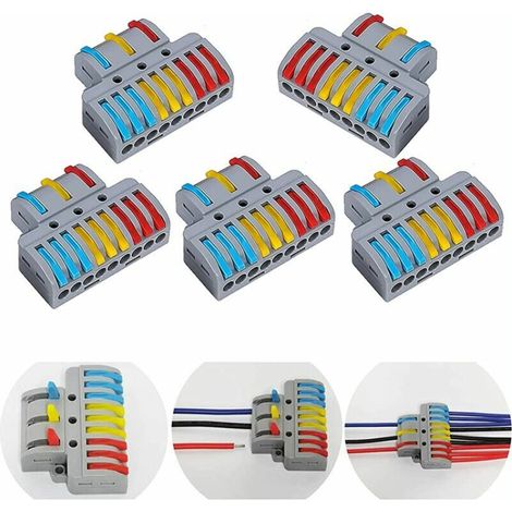 6-teiliger Klemmenblock, Elektrischer Domino, Elektrischer Verbinder, Elektrischer Block, Elektrischer Schnellverbinder, Elektrischer Anschlussanschluss, Elektrische Schnellverbinder Mit Hebel, (3-6)