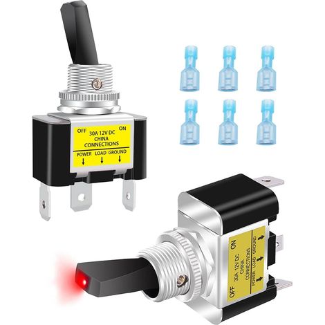 2er-pack Ein/aus-wippschalter 12 V 30 A – 3 Spst-anschlüsse Mit Roter Led – Für Auto, Lkw, Boot – Asw-07d-2-r-dz