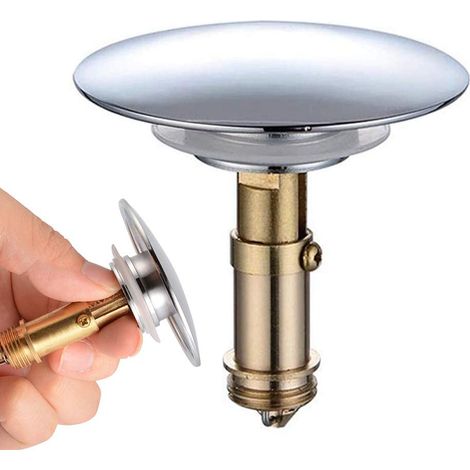 Abflussstopfen Aus Messing, Abflussstopfen Für Badewanne Und Waschbecken, 66 Mm, Poliertes Messing, Chrom, Pop-up