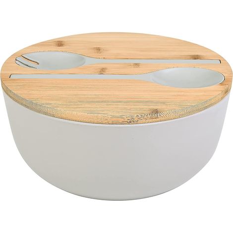 Salatschüssel Aus Bambusfaser Mit Servierset – Große 25 Cm Rührschüsseln, Salatschüssel Aus Massivem Bambus