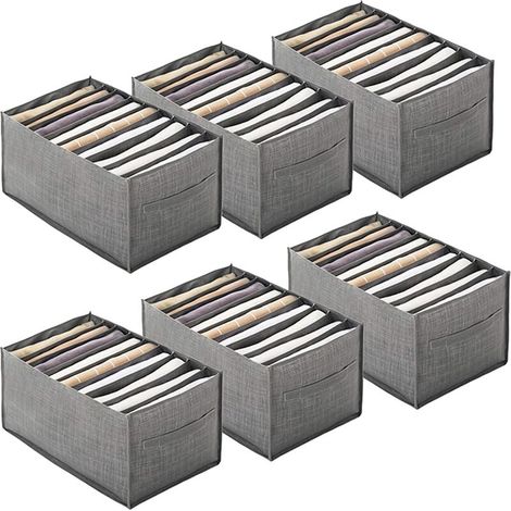6-teiliger Schubladenorganizer Für Kleidung – Faltbare Aufbewahrungsbox Aus Vliesstoff – 9 Fächer 44x25x20cm – Für Jeans Und Pullover