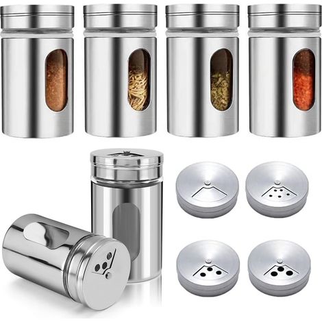 Gewürzgläser (6er-pack, Je 80 Ml) Mit Streudeckeln, Salzstreuer Aus Glas Mit Verstellbarer Ausgießöffnung ().