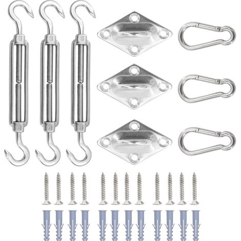 33-teiliges Zubehörset Aus Edelstahl Für Sonnensegel, Markisen-set Für Garten Und Terrasse, Federhakenschrauben, 6 Mm