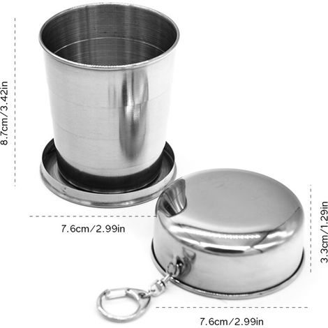 Faltbarer Edelstahlbecher (240 Ml) – Zusammenziehbar, Tragbar, Kompakt Für Reisen, Büro Und Outdoor-aktivitäten