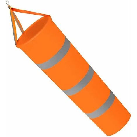 80 Cm Großer, Fluoreszierender Windsack, Flughafen-windsack Aus Orangefarbenem Oxford-gewebe Mit Silbernem Reflexstreifen, Windsack Zur Anzeige Von Windrichtung Und -stärke