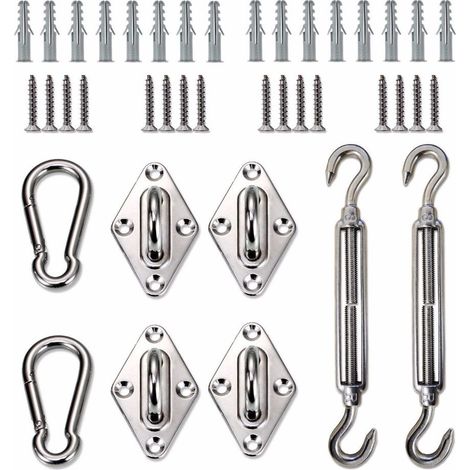 8-teiliges Sonnensegel-zubehör Aus 6 Mm Edelstahl: Kombination Aus Blumenkorb, Türschlaufe Und Druckknopf.