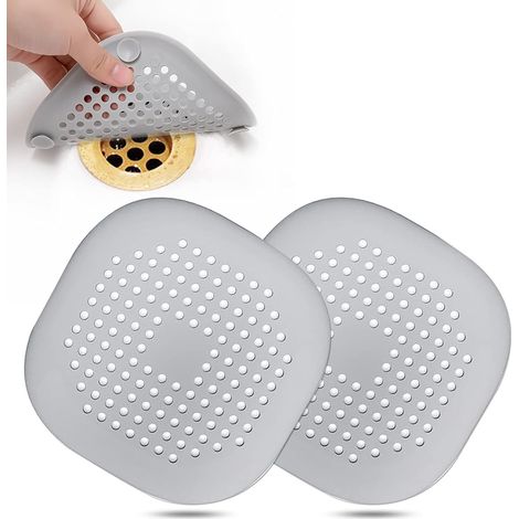 Haarfänger, Quadratischer Haarablaufdeckel Für Dusche, Silikon-haarstopper Mit Saugnapf, Einfach Zu Installieren, Geeignet Für Badezimmer, Badewanne, Küche, 2er-pack (grau)