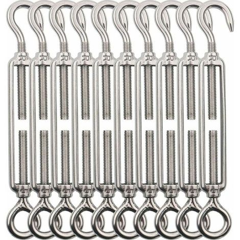 M5-spannschloss Mit Haken Und Öse, 10-teiliger Edelstahl-spanndrahtspanner, Robuste, Verstellbare Spanner Für Gartendraht, Zaundraht, Außenbeleuchtung, Geländer