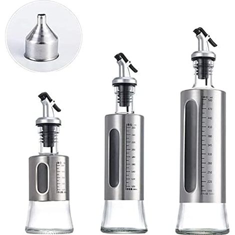 Dreiteiliges Olivenöl-spender-set Aus Glas