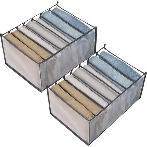 Faltbarer Kleiderorganizer Mit Griff Und 7 Fächern, 2er-set, Grau