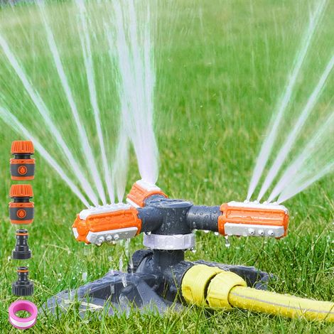 Gartenrasensprenger, 360° Drehbarer Wassersprenger, 3-armiges Rotationssprengersystem Für Die Bewässerung Großer Flächen, Stativ