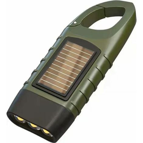 Wiederaufladbare Kurbeltaschenlampe, Solar-led-taschenlampe, Dynamo-taschenlampe, Notleuchte Für Den Außenbereich, Tragbare Campinglampe, Mit Karabinerhaken (grün)