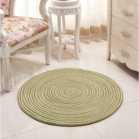 Handgeflochtener Teppich – Rund – Für Wohnzimmer, Schlafzimmer, Badezimmer, Kinderzimmer – Grün – 100 X 100 Cm