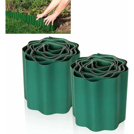 2 Stück Flexible Rasenkanten 9 M × 15 Cm, Rasenzaun, Gartenbegrenzung Aus Kunststoff, Pvc-gartenbegrenzungen Für Den Außenbereich – Grüne, Flexible Gartenbegrenzung