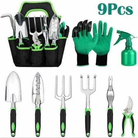 9-teiliges Gartenwerkzeug-set Mit Aufbewahrungstasche, Gießkanne Und Gartenhandschuhen