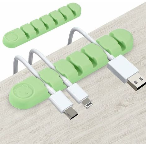 Kabelclips Für Den Schreibtisch, 2 Stück, Kabelmanagement, Selbstklebende Silikon-kabelbinder, Schreibtischaufbewahrung, Grün