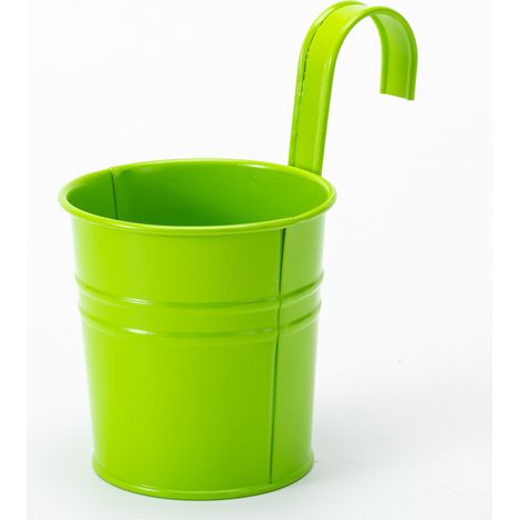2 Hängende Metallblumentöpfe, Pflanzgefäße Aus Eisen Mit Abflussloch, Ideal Für Die Gartendekoration (grün)
