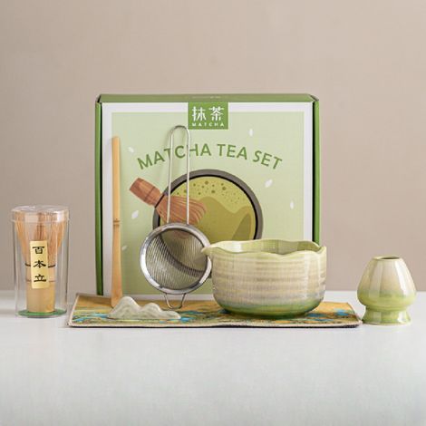7-teiliges Grünes Matcha-set – Traditionelles Zeremoniengeschirr