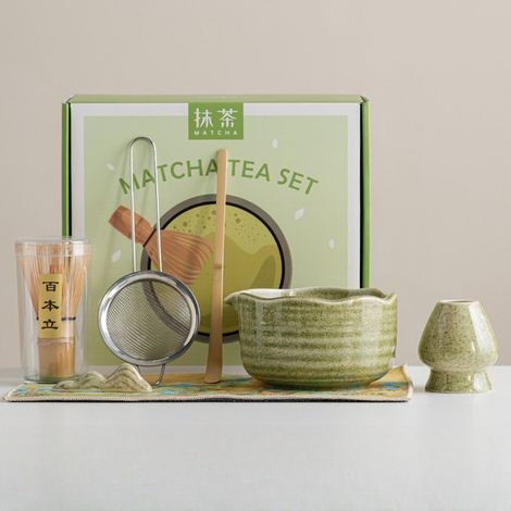 7-teiliges Japanisches Grünes Matcha-geschenkset – Zubehör Für Die Japanische Zeremonie