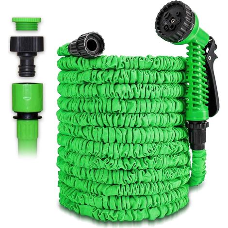 Aiducho Tuyau D'Arrosage Flexibles Und Erweiterbares Tuyau D'Arrosage Rétractable (50ft-15.24m) Vert