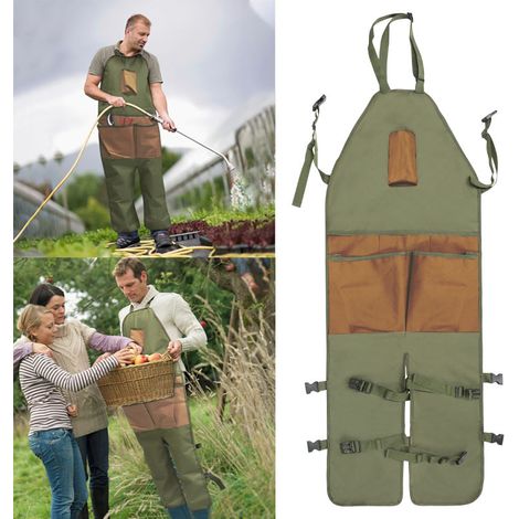 Wasserdichte Gartenschürze, Militärgrün, Mit Mehreren Taschen