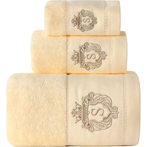 Badetuchset Aus 100 % Baumwolle: 1 Badetuch, 1 Handtuch Und 1 Gesichtstuch, Luxuriös, Extra Weich, Hotel- Und Spa-qualität (hellgelb)