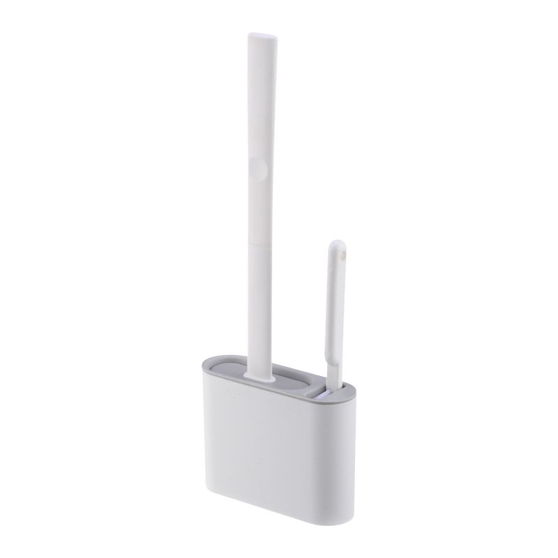 Toilettenbürste Und Halter, Antibakterielle Silikon-toilettenbürste Und Kleine Bürste Mit Wasserfilterbasis (hellgrau)