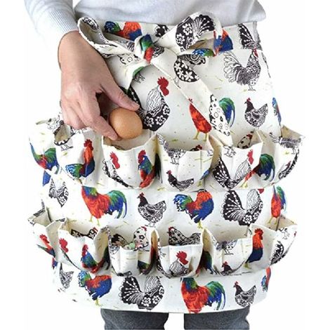Eiersammelschürze – 12 Taschen – Hahnenmuster – Für Den Hühnerstall – Wohnaccessoires – Für Landhaus, Küche, Arbeit