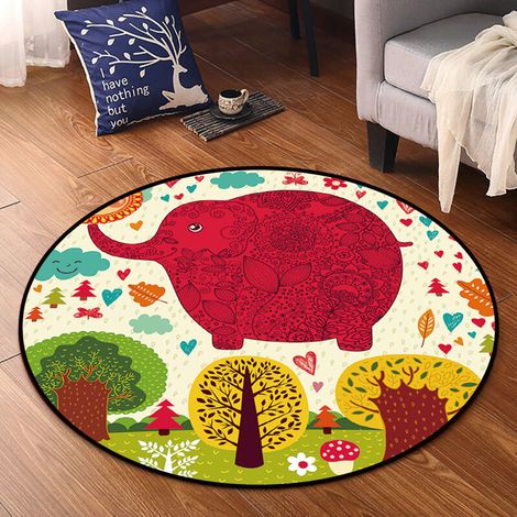 Runder Bedruckter Kinderteppich Für Wohn-/schlafzimmer, Hängekörbe, Computerstuhlkissen (design Wird Zufällig Ausgewählt)