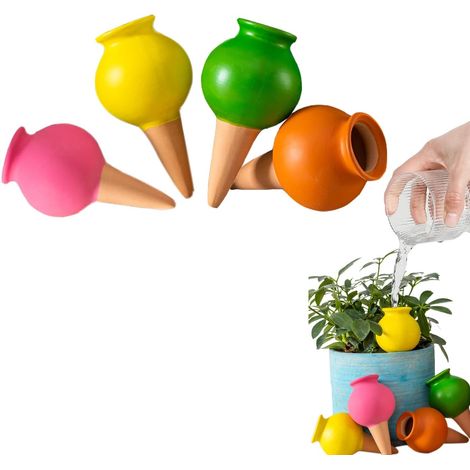 Set Aus 4 Terrakotta-pflanzenstützen Mit Automatischem Bewässerungssystem, Öffnung Am Hals