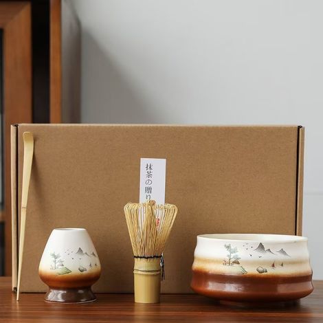 4-teiliges Set Zur Zubereitung Von Japanischem Matcha: Keramikschale, Schneebesen – Kung Fu